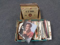 Two boxes of vinyl LP records and 78's - Bobby Thompson, The Carpenters,