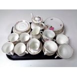 A tray containing 14 pieces of Royal Albert Belinda tea china together with a Royal Albert lavender