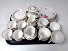 A tray containing 14 pieces of Royal Albert Belinda tea china together with a Royal Albert lavender