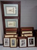 A collection of approximately 36 framed boxing prints and photographs depicting 19th and 20th