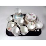 A tray containing 18 pieces of Duchess bone tea china together with a Royal Albert Sweet Pea cup