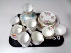 A tray containing 18 pieces of Duchess bone tea china together with a Royal Albert Sweet Pea cup