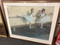 A colour print After Degas, Ballet, 85 x 68 cm, framed.