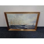 A gilt framed J. Scott print on canvas, The Flying Cloud.