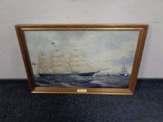 A gilt framed J. Scott print on canvas, The Flying Cloud.