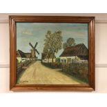 C. Lerche : A track leading to a windmill, oil on canvas, 64 x 54 cm, framed.