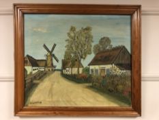 C. Lerche : A track leading to a windmill, oil on canvas, 64 x 54 cm, framed.