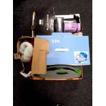 Two boxes of electricals - foot spa, car fridge, massager,