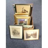A box of assorted pictures - continental school oils,