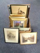 A box of assorted pictures - continental school oils,