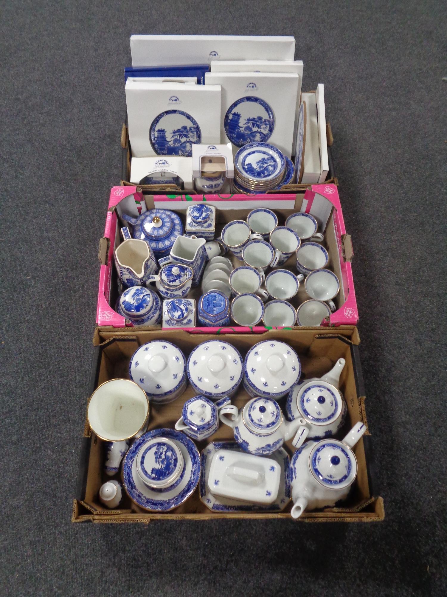 An extensive collection of Ringtons blue and white china to include tea and dinner ware, plates,
