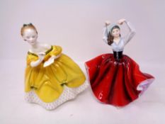 Two Royal Doulton figures, The Last Waltz HN2315 and Karen HN2388 (as found).