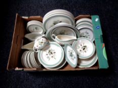 A box containing a quantity of Woods and Son Clovelly dinnerware.