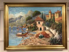 A. Grocsbo : A lakeside villa, oil on canvas, 69 x 49 cm, framed.