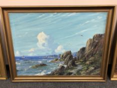 G Skovball : A rocky cliff, oil on canvas, 94 x 68 cm, framed.