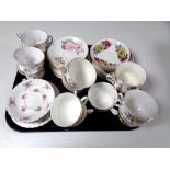 A tray containing six Richmond bone china rose time china trios together with two further part