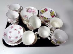 A tray containing six Richmond bone china rose time china trios together with two further part