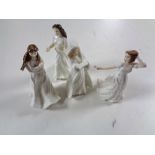 Four Royal Doulton figures, Sentiments, Greetings, Embrace and Charmed,