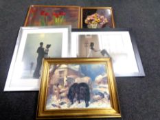 Seven framed pictures - Vettriano prints,