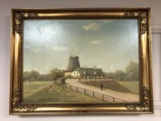 William Henricksen- Dronningem Molle : A windmill, oil on canvas, 60 x 42 cm, signed, framed.