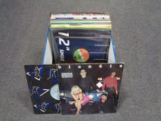 A box containing a small quantity of vinyl LPs and 12 inch singles to include Blondie, Mica Paris,