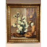 G Rodriguez Sowper : A still life with flowers in a vase, oil on canvas, 48 x 58 cm, framed.