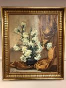 G Rodriguez Sowper : A still life with flowers in a vase, oil on canvas, 48 x 58 cm, framed.
