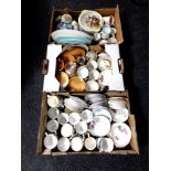 Three boxes of a large quantity of assorted English and Japanese tea china, antique dinner ware,