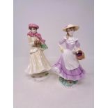 Two Royal Worcester Seasons figures, Autumn No. 3256 of 7500 and Winter No. 2111 of 7500.