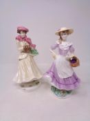 Two Royal Worcester Seasons figures, Autumn No. 3256 of 7500 and Winter No. 2111 of 7500.