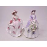 Two Royal Worcester figures, Sweet Pansy No.1427 of 9500 and Sweet Rose No.1427 of 9500.