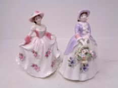 Two Royal Worcester figures, Sweet Pansy No.1427 of 9500 and Sweet Rose No.1427 of 9500.