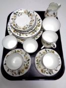 A tray of twenty six pieces of Wedgwood Beaconsfield tea and dinner ware