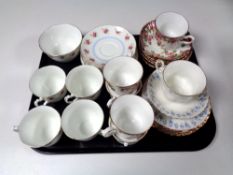 A tray containing a 17 piece Royal Stafford Old English Garden bone china tea service together with