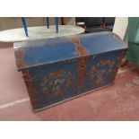A 19th century painted dome topped chipping trunk