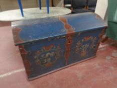 A 19th century painted dome topped chipping trunk