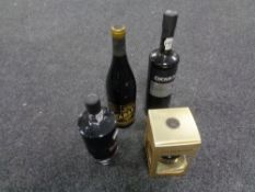 Four bottles of alcohol to include Chambord raspberry liqueur 20cl boxed, Cockburns Port 75cl,