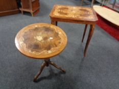 An Italian style occasional table and white wine table together with a pedestal coffee table.