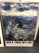 A framed museum poster, Jack B. Yeats, 69 x 100 cm.