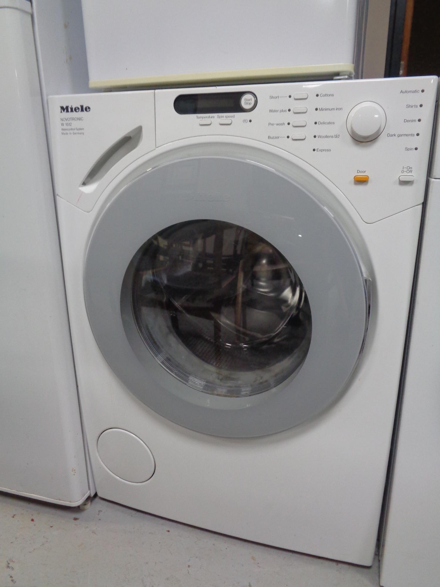 A Miele Novotronic Model W1512 Water Control System Automatic Washing Machine.
