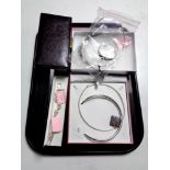 A tray containing silver jewellery to include bracelets, necklaces, bangle etc,