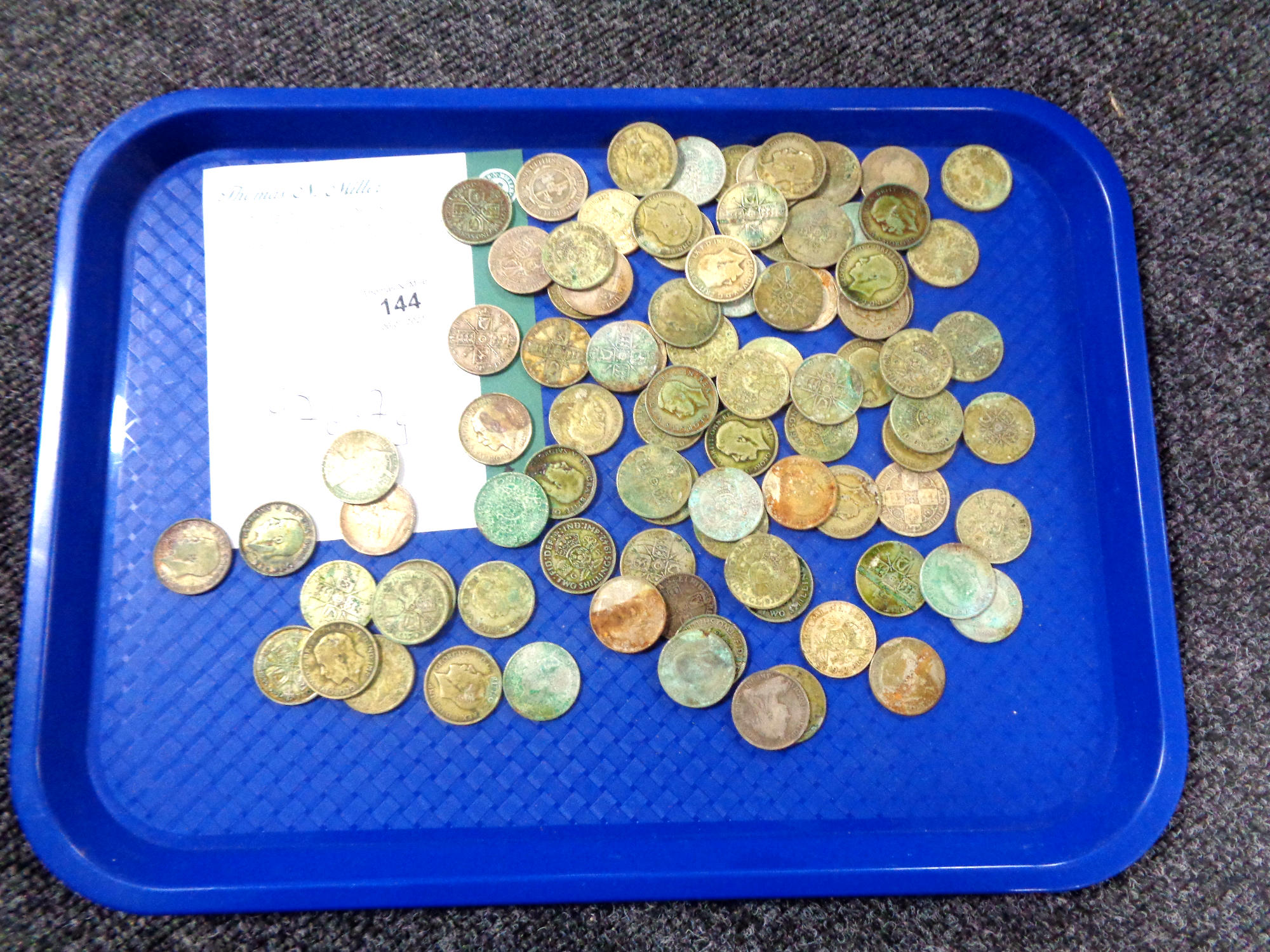 A collection of coins, mostly silver grade pre 1947, Victorian 2 shillings etc. 976.7g gross.