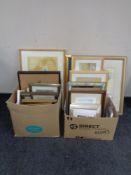 Two boxes containing 20th century pictures and prints,