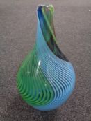 A 20th century spiral twist studio glass vase