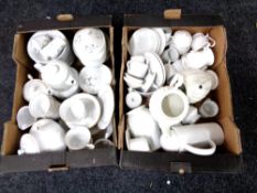 Two boxes containing 20th century German, Polish and Brazilian white porcelain dinner wares.