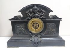 A Victorian slate mantel clock