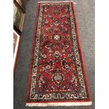 A Persian Saroukh rug 80 x 203 cm