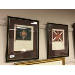 Two original painted Regimental and Kings Colours for the 9th Battalion Durham Light Infantry,