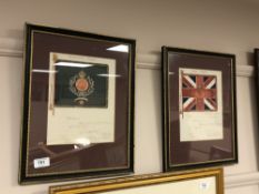 Two original painted Regimental and Kings Colours for the 9th Battalion Durham Light Infantry,