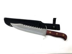 A Rite Edge hunting knife, blade length 28 cm, with black nylon sheath.